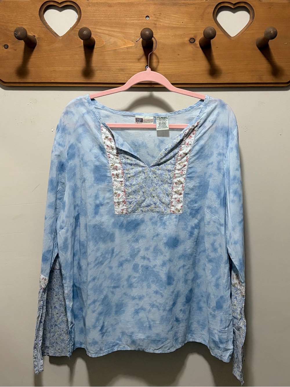 VINTAGE Faded Glory 18W 20W Patchwork Floral Cotton Tunic Y2K Cottagecore Boho